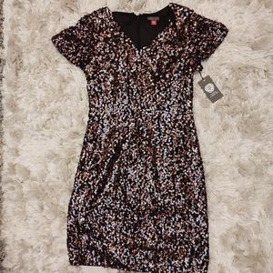 Vince Camuto Gilded Rose Multi Sequin Dress 2 NWT